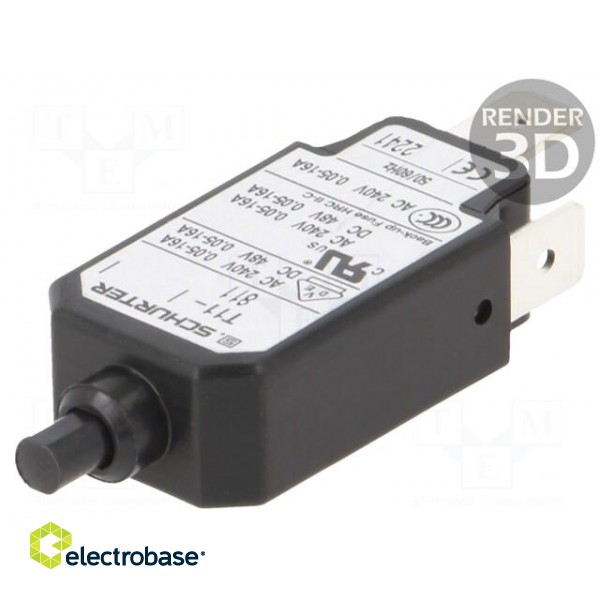 Circuit breaker | Urated: 240VAC | 48VDC | 9A | SPST | Poles: 1 | DROP-IN