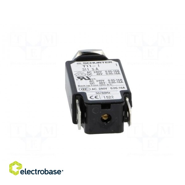 Circuit breaker | Urated: 240VAC | 48VDC | 5A | SPST | Poles: 1 | screw image 5