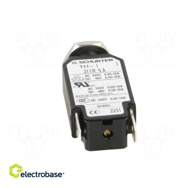 Circuit breaker | Urated: 240VAC | 48VDC | 5A | SPST | Poles: 1 | screw image 5