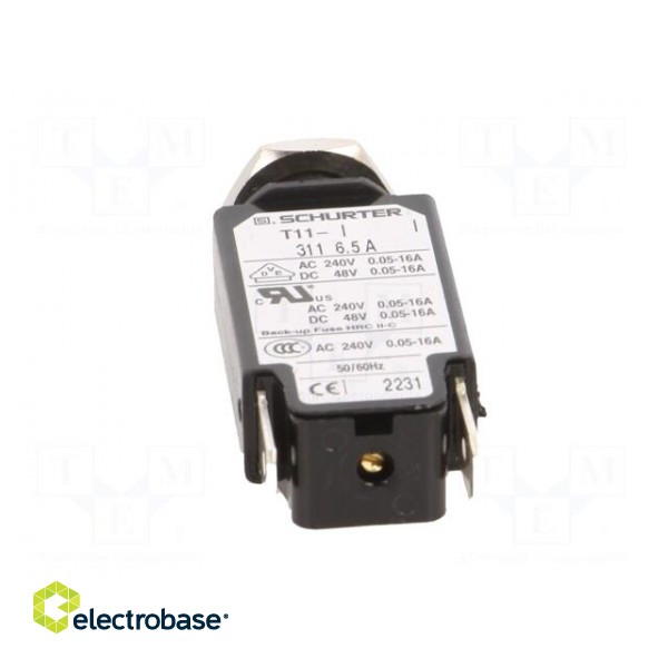 Circuit breaker | Urated: 240VAC | 48VDC | 6.5A | SPST | Poles: 1 | screw image 5