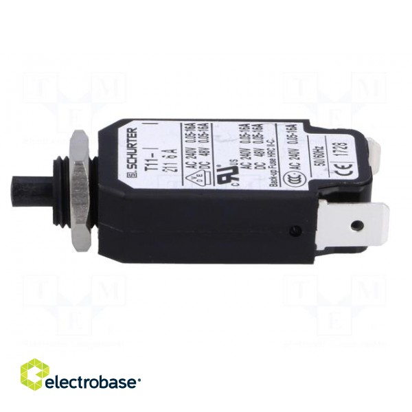 Circuit breaker | Urated: 240VAC | 48VDC | 6A | SPST | Poles: 1 | screw image 3