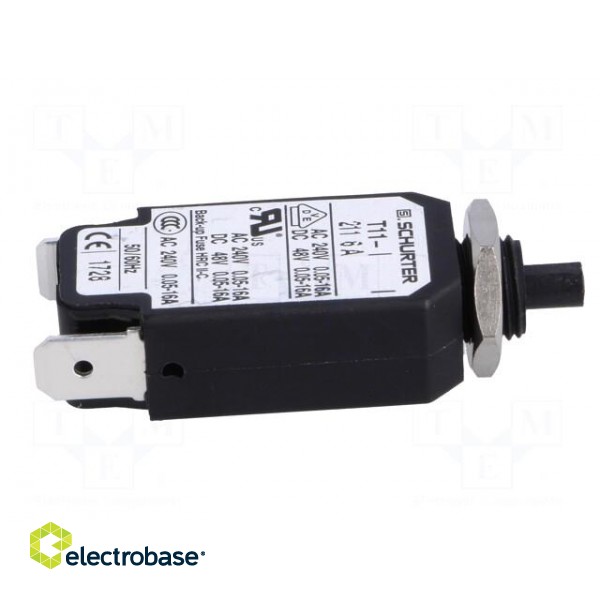 Circuit breaker | Urated: 240VAC | 48VDC | 6A | SPST | Poles: 1 | screw image 7