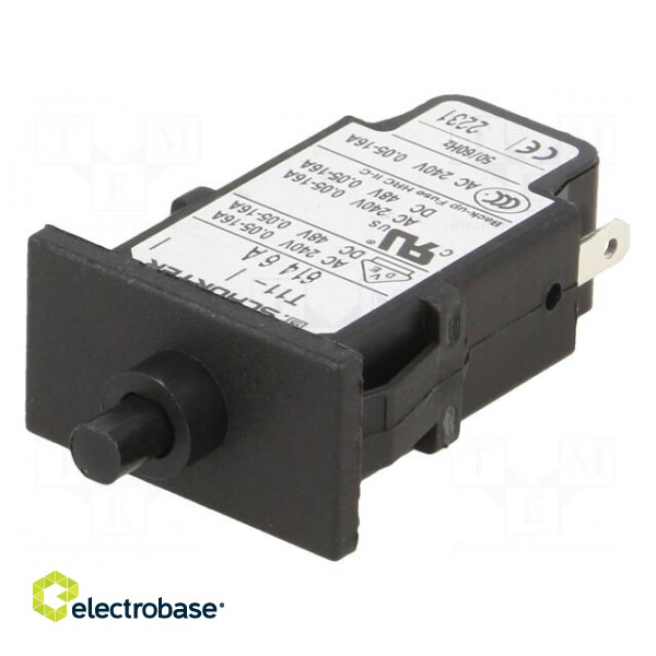 Circuit breaker | Urated: 240VAC | 48VDC | 6A | SPST | Poles: 1 | SNAP-IN image 1
