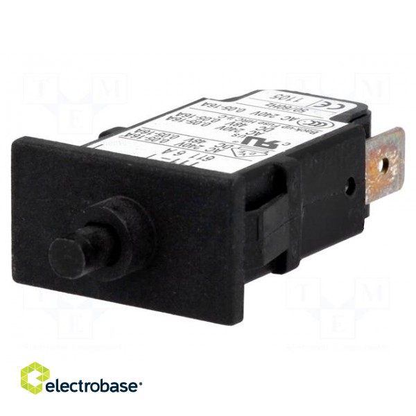 Circuit breaker | Urated: 240VAC | 48VDC | 6A | SPST | Poles: 1 | SNAP-IN image 1