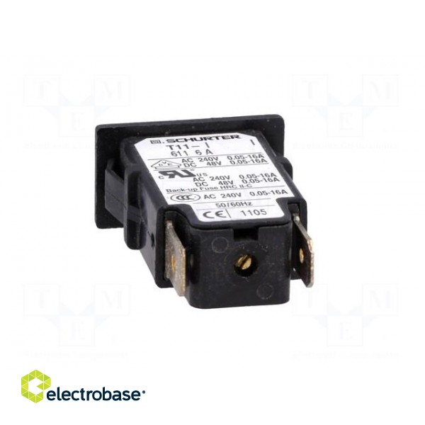 Circuit breaker | Urated: 240VAC | 48VDC | 6A | SPST | Poles: 1 | SNAP-IN image 5