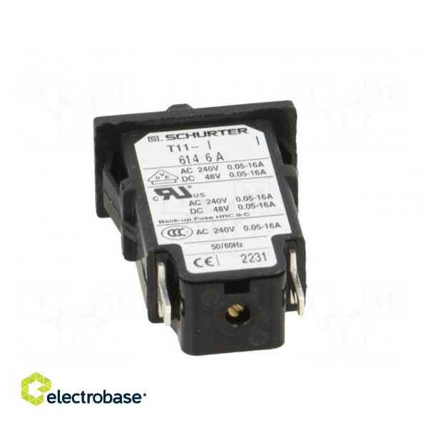Circuit breaker | Urated: 240VAC | 48VDC | 6A | SPST | Poles: 1 | SNAP-IN image 5