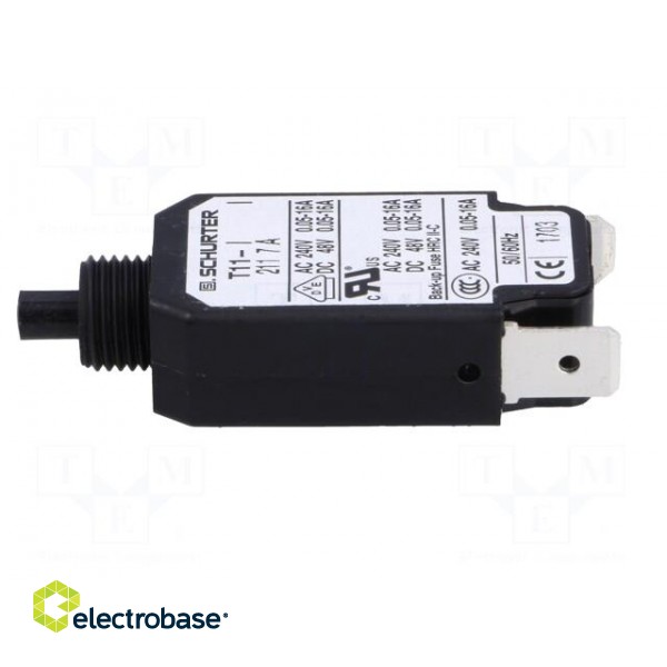 Circuit breaker | Urated: 240VAC | 48VDC | 7A | SPST | Poles: 1 | screw image 3