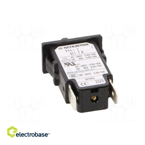 Circuit breaker | Urated: 240VAC | 48VDC | 7A | SPST | Poles: 1 | SNAP-IN image 5