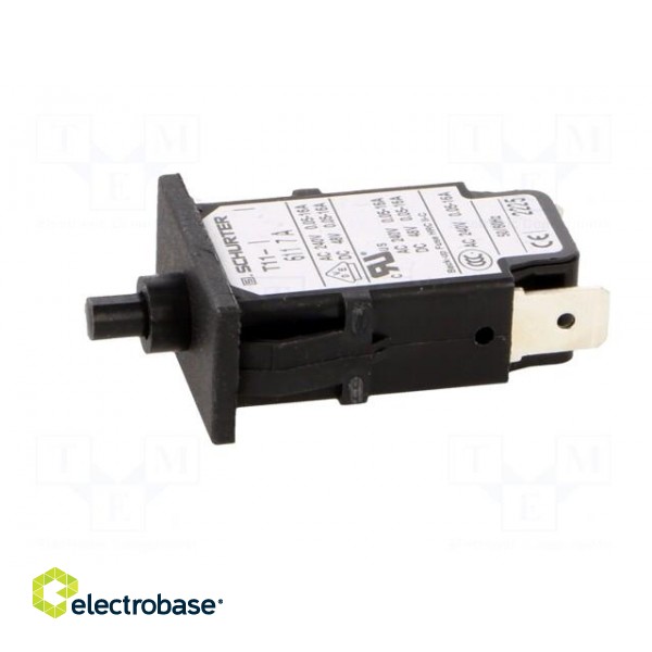 Circuit breaker | Urated: 240VAC | 48VDC | 7A | SPST | Poles: 1 | SNAP-IN image 3
