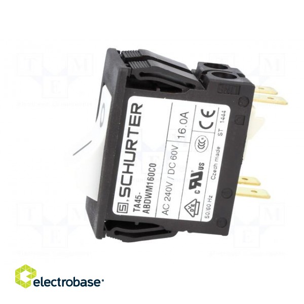 Circuit breaker | Urated: 240VAC | 60VDC | 16A | DPST | Poles: 2 | SNAP-IN image 3