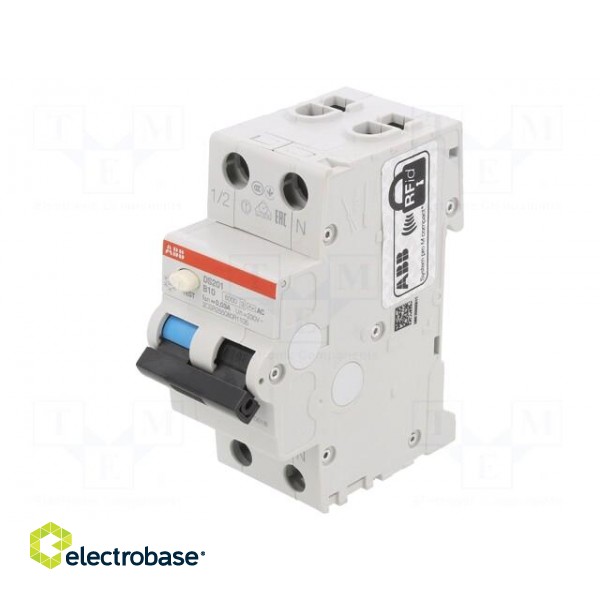 RCBO breaker | Inom: 10A | Ires: 30mA | Poles: 1+N | 230VAC | IP20 | DS200 image 1