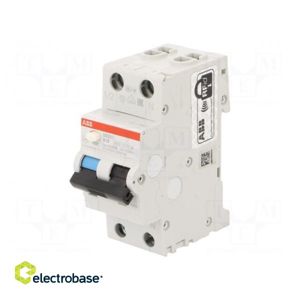 RCBO breaker | Inom: 16A | Ires: 10mA | Poles: 1+N | 230VAC | IP20 | DS200 image 1