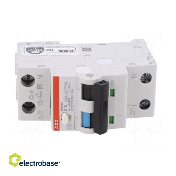 RCBO breaker | Inom: 16A | Ires: 30mA | Poles: 1+N | 230VAC | IP20 | DS200 image 9
