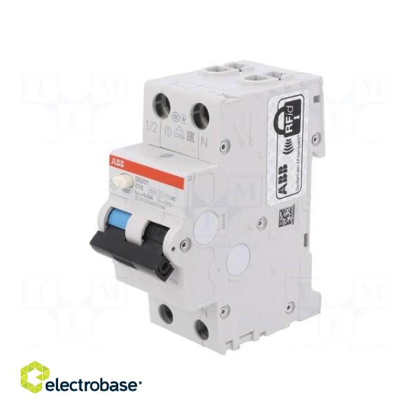RCBO breaker | Inom: 16A | Ires: 30mA | Poles: 1+N | 230VAC | IP20 | DS200 image 1