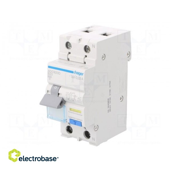 RCBO breaker | Inom: 20A | Ires: 30mA | Max surge current: 250A | IP20 image 1