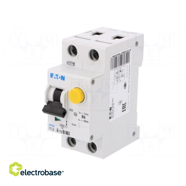 RCBO breaker | Inom: 6A | Ires: 30mA | Max surge current: 250A | 230V image 1