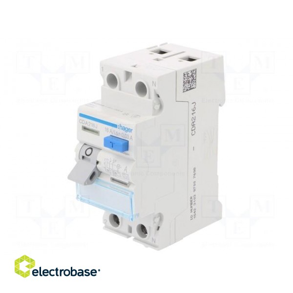 RCD breaker | Inom: 16A | Ires: 30mA | Max surge current: 250A | 240VAC image 1