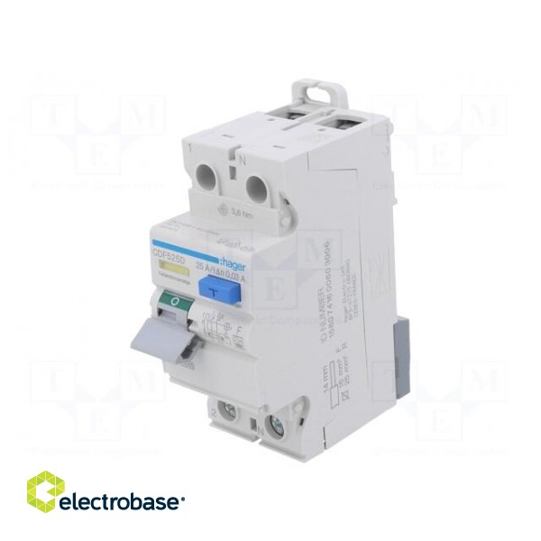 RCD breaker | Inom: 25A | Ires: 30mA | Max surge current: 250A | 240VAC image 1