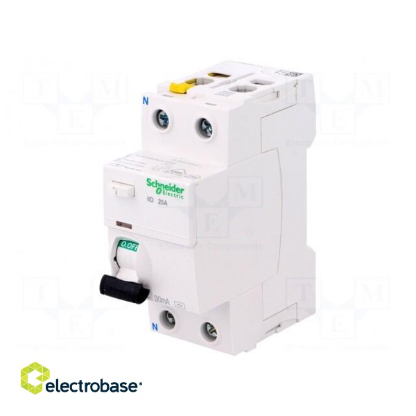 RCD breaker | Inom: 25A | Ires: 30mA | Poles: 2 | 400V | Mounting: DIN image 1