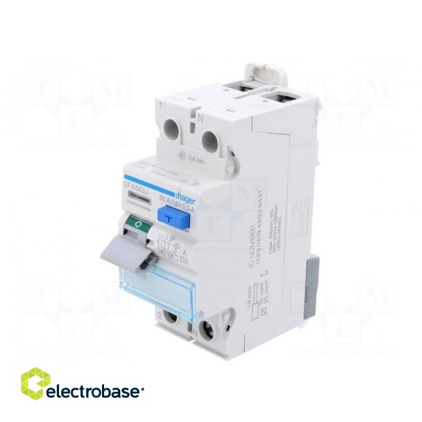 RCD breaker | Inom: 63A | Ires: 300mA | Max surge current: 250A | IP20 image 1