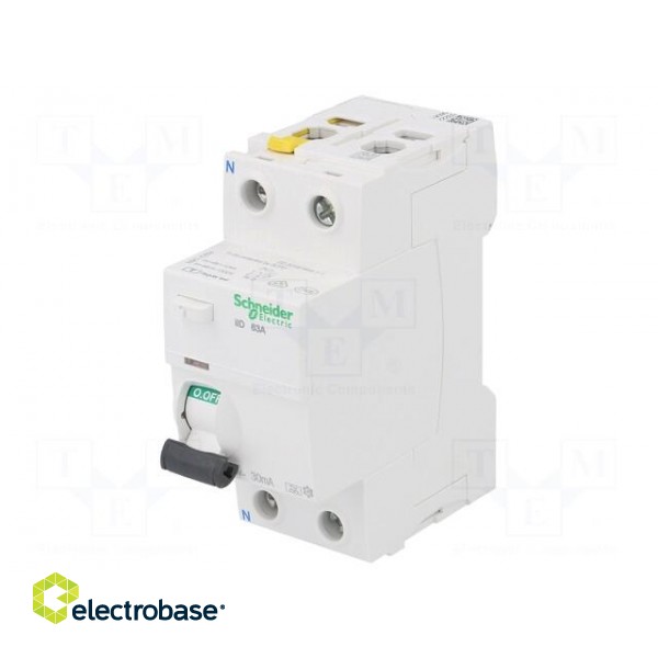 RCD breaker | Inom: 63A | Ires: 30mA | Poles: 2 | 400V | Mounting: DIN image 1