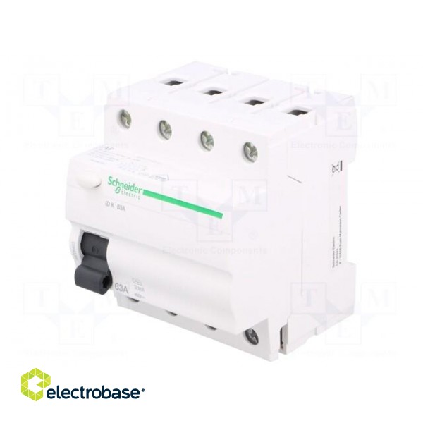 RCD breaker | Inom: 63A | Ires: 30mA | Poles: 4 | 400V | Mounting: DIN image 1