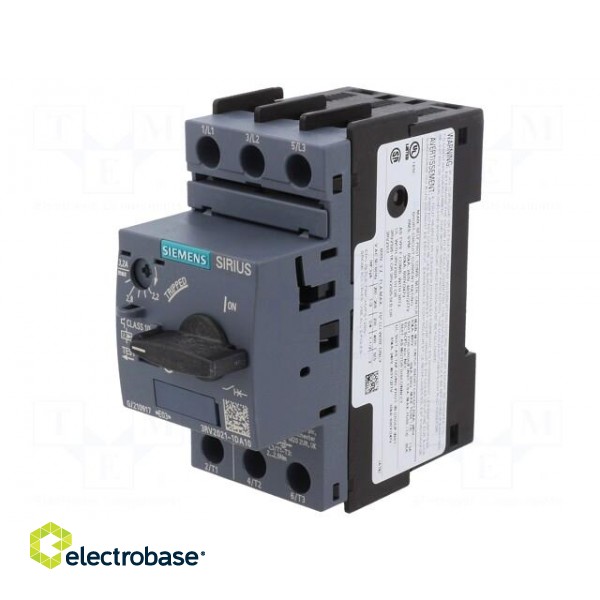 Motor breaker | 1.1kW | 220÷690VAC | for DIN rail mounting | Size: S0 image 1