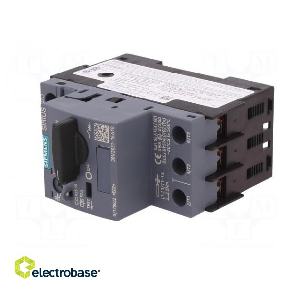 Motor breaker | 1.5kW | 220÷690VAC | for DIN rail mounting | Size: S0 image 2