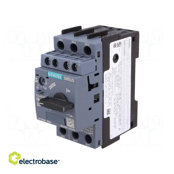 Motor breaker | 1.5kW | NO + NC | 220÷690VAC | for DIN rail mounting image 1