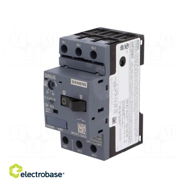 Motor breaker | 2.2kW | 220÷690VAC | DIN | Short circ.release: 82A image 1