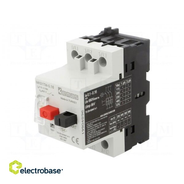 Motor breaker | for DIN rail mounting | 0.1÷0.16A | IP40 | -5÷40°C image 1