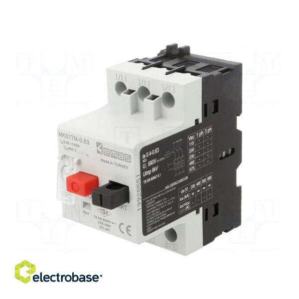 Motor breaker | for DIN rail mounting | 0.4÷0.63A | IP40 | -5÷40°C image 1
