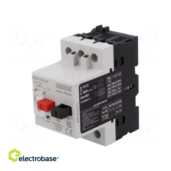 Motor breaker | for DIN rail mounting | 1.6÷2.5A | IP40 | -5÷40°C