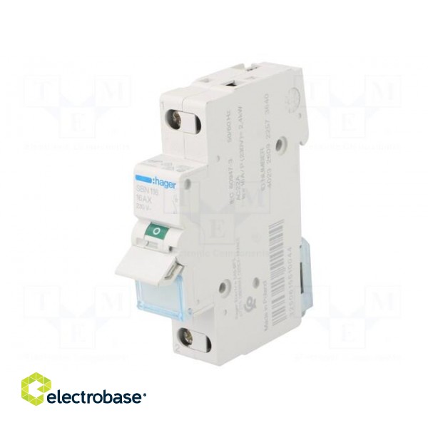 Switch-disconnector | Poles: 1 | for DIN rail mounting | 16A | 230VAC фото 1