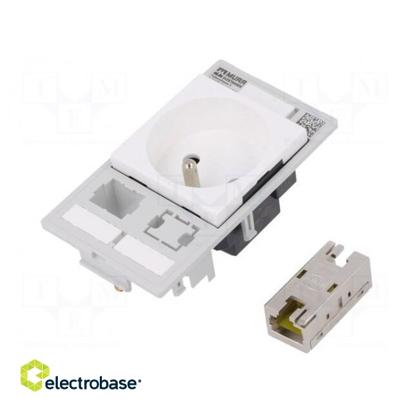 E-type socket | 250VAC | 16A | IP20 | on panel | Input: RJ45,4mm fork image 1