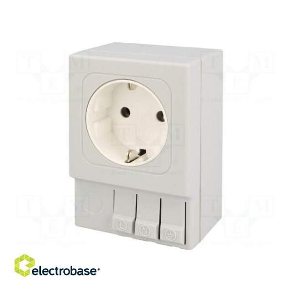 F-type socket | 250VAC | 16A | IP20 | for DIN rail mounting image 1