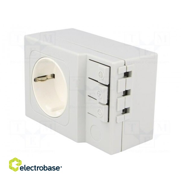 F-type socket | 250VAC | 16A | IP20 | for DIN rail mounting image 2