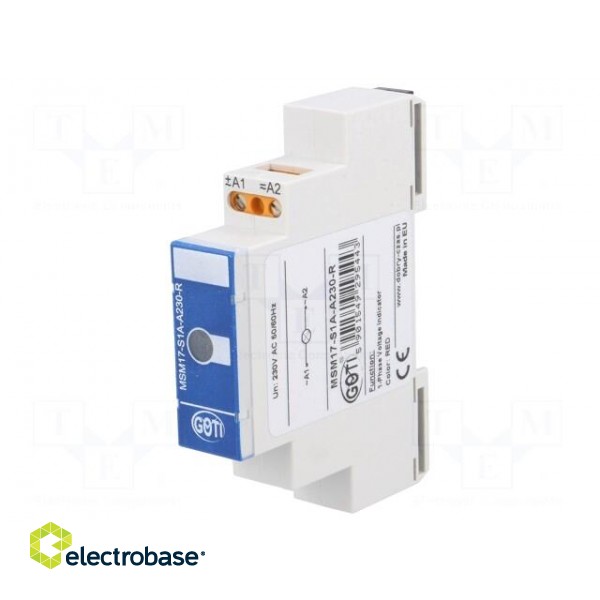 Module: voltage indicator | 230VAC | IP20 | DIN | 90x17.5x66mm paveikslėlis 1