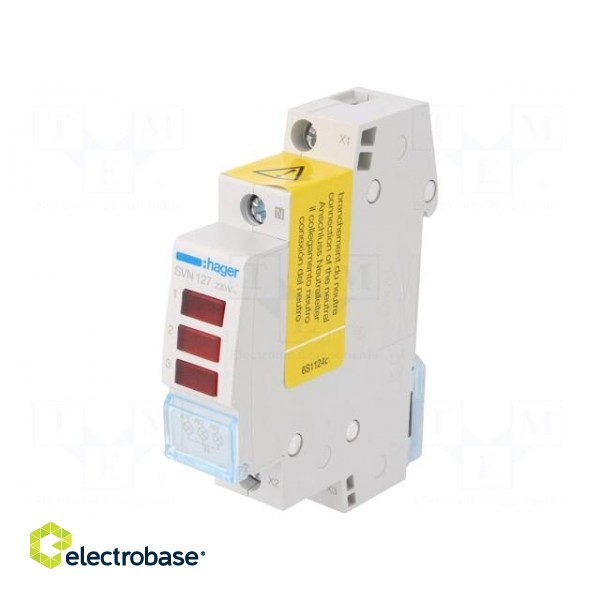 Module: voltage indicator | 230VAC | IP20 | for DIN rail mounting фото 1