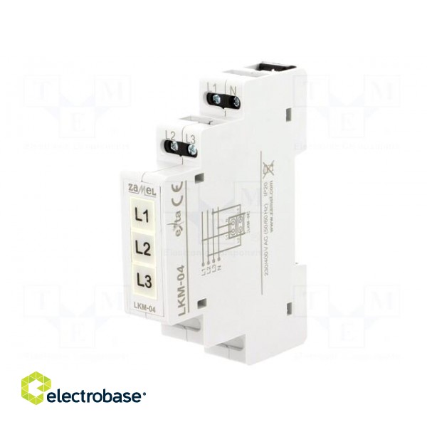 Module: voltage indicator | 3x230VAC | IP20 | DIN | 90x17.5x66mm image 1