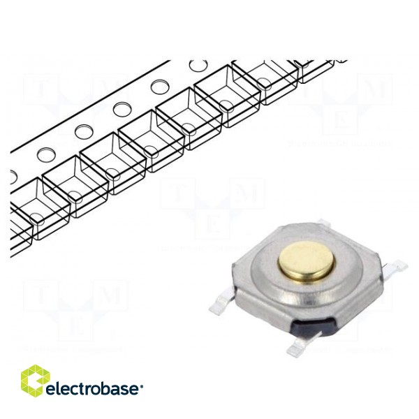 Microswitch TACT | SPST-NO | Pos: 2 | 0.05A/12VDC | SMT | none | 2N | 550um