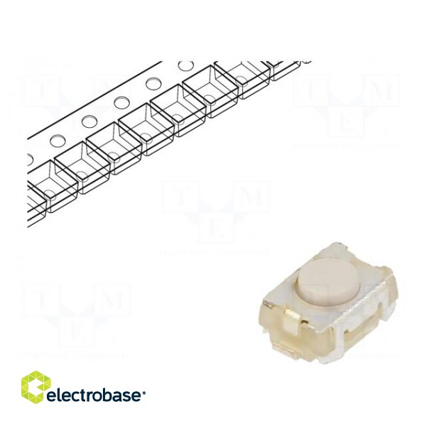 Microswitch TACT | SPST-NO | Pos: 2 | 0.05A/12VDC | SMT | 1.57N | 2mm image 1