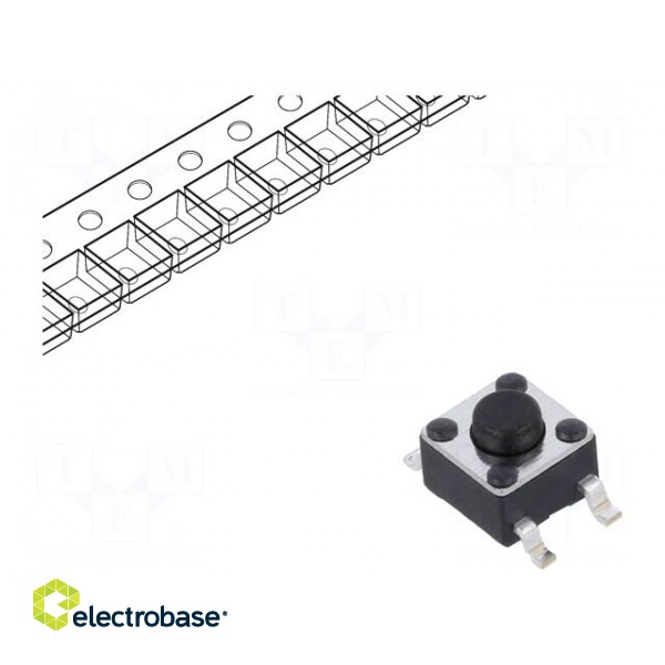 Microswitch TACT | SPST-NO | Pos: 2 | 0.05A/12VDC | SMT | 1.57N | 3.8mm