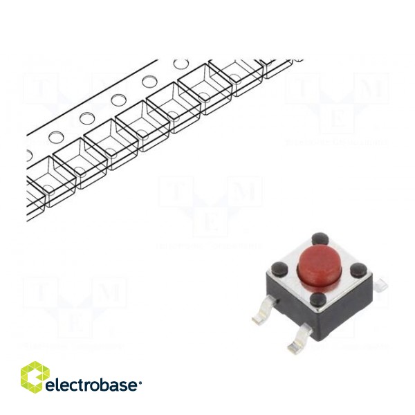 Microswitch TACT | SPST-NO | Pos: 2 | 0.05A/12VDC | SMT | 2.55N | 3.8mm