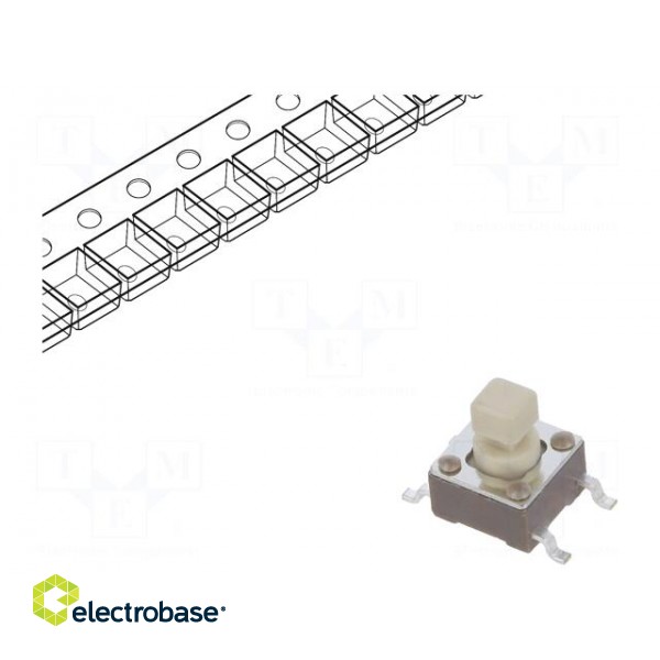 Microswitch TACT | SPST-NO | Pos: 2 | 0.05A/12VDC | SMT | none | 2.55N