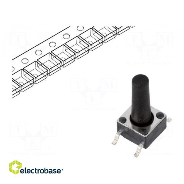 Microswitch TACT | SPST-NO | Pos: 2 | 0.05A/12VDC | SMT | none | 1.57N