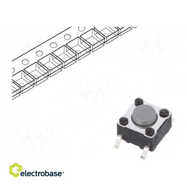 Microswitch TACT | SPST-NO | Pos: 2 | 0.05A/12VDC | SMT | none | 2N | 6x6mm