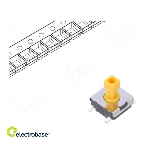 Microswitch TACT | SPST-NO | Pos: 2 | 0.05A/24VDC | SMT | none | 1.47N