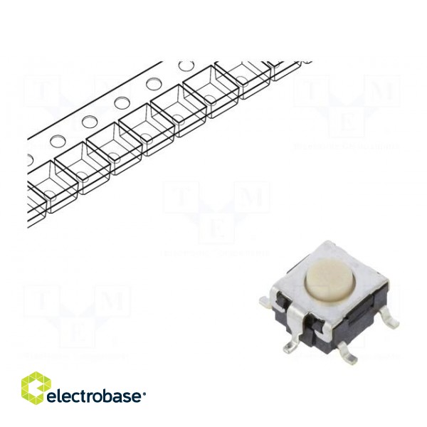 Microswitch TACT | SPST-NO | Pos: 2 | 0.05A/24VDC | SMT | none | 1.57N