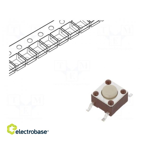 Microswitch TACT | SPST-NO | Pos: 2 | 0.05A/12VDC | SMT | none | 2.55N